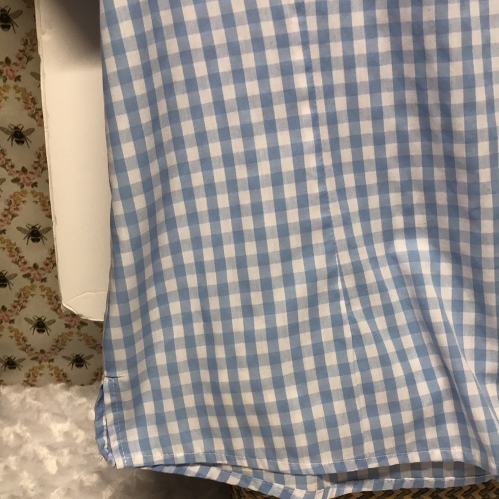 Vintage Plaid 1950 vibe button down top button down blue checkered Cotton XL - Picture 6 of 10